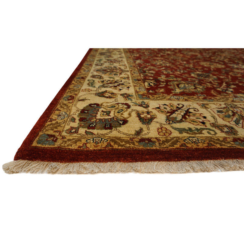Empire Hand Knotted Wool Area Rug in Red, Rectangle 12' x 15'
