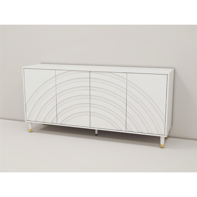 Armoire latérale 4 portes de style crème