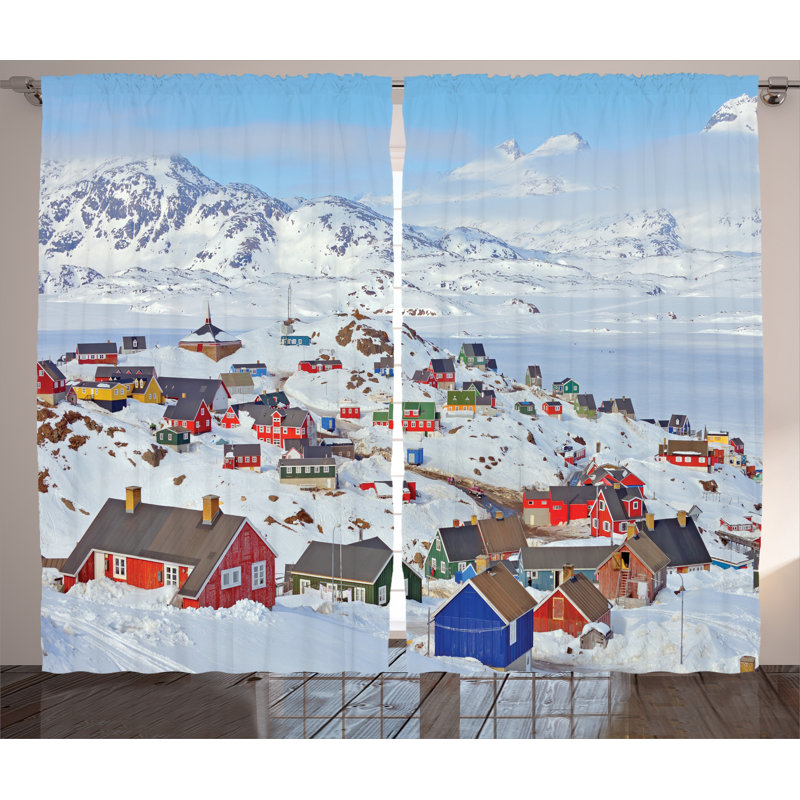 Nash Snowy Decor Graphic Print Semi-Sheer Rod Pocket Curtain Panels, 54" W x 84" L