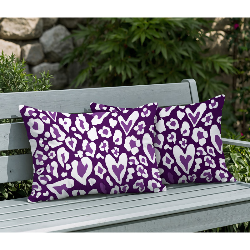 Oreiller réversible intérieur / extérieur à imprimé zébré Bobbi, 20 po x 14 po, Purple