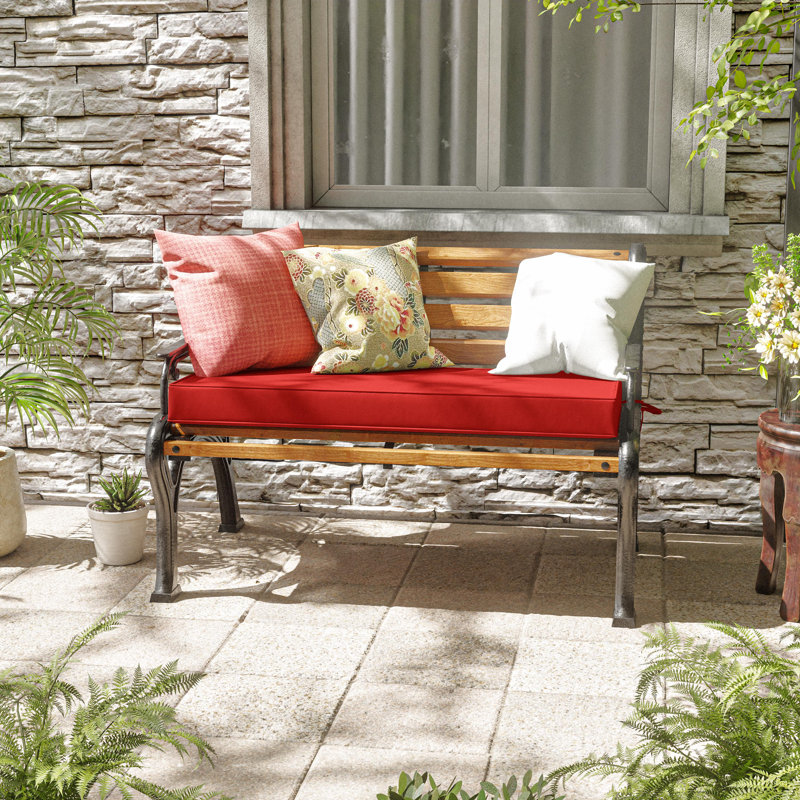Coussin de banc d'extérieur 42 po x 18 po x 3 po Coussins de siège intérieur et extérieur, L 42 po x P 18 po, Rouge