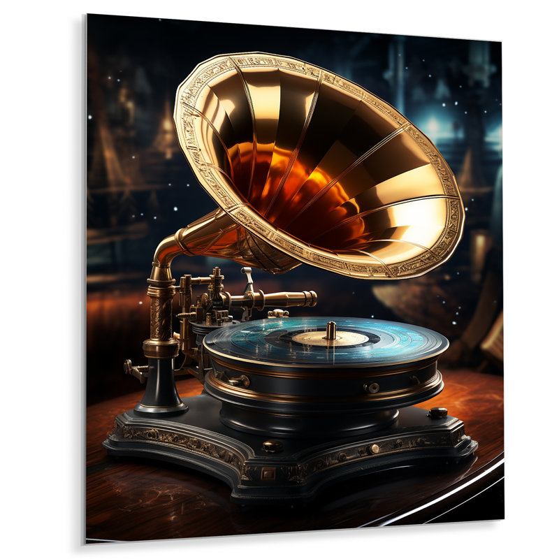 Gold Phonographs Elegance III - Phonographs, art mural en métal, H 40 po x l 30 po x P 1,5 po