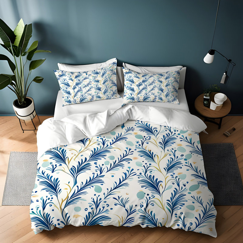 Polyester Floral Duvet Cover, King Duvet Cover + 2 King Shams