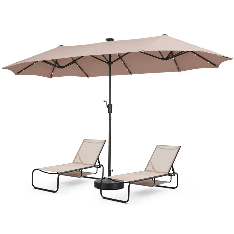 Chaise longue de parasol 13 pi avec méridienne, Kaki