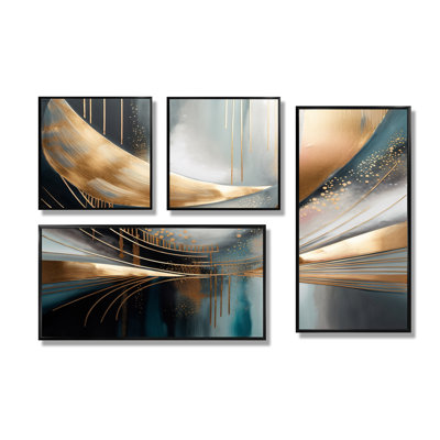 Formes abstraites et lignes V - décoration murale moderne 4 pièces