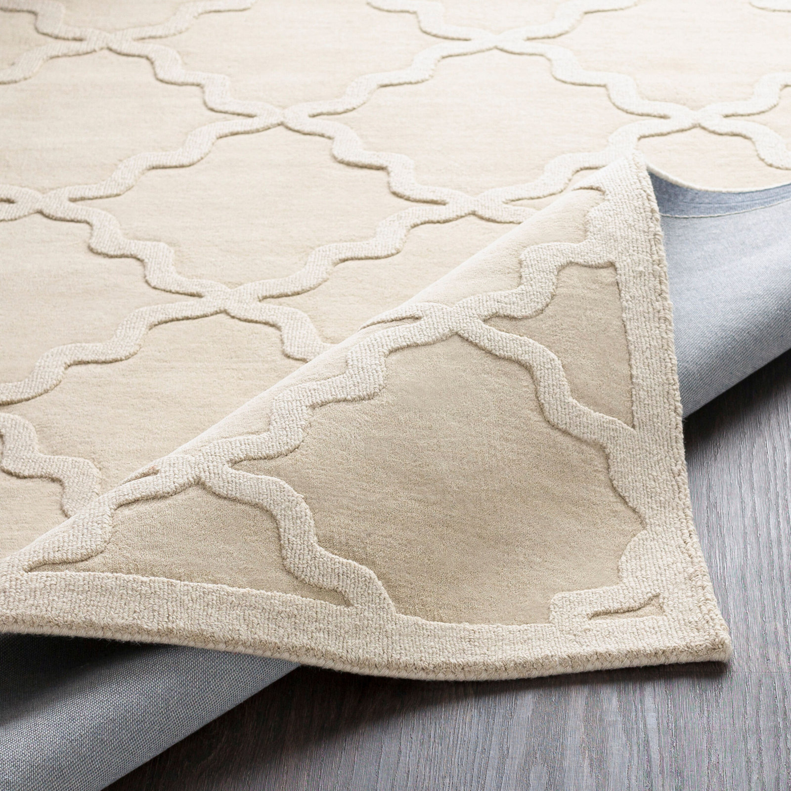 Romina Beige Handmade Wool Geometric Rug, Round 6'