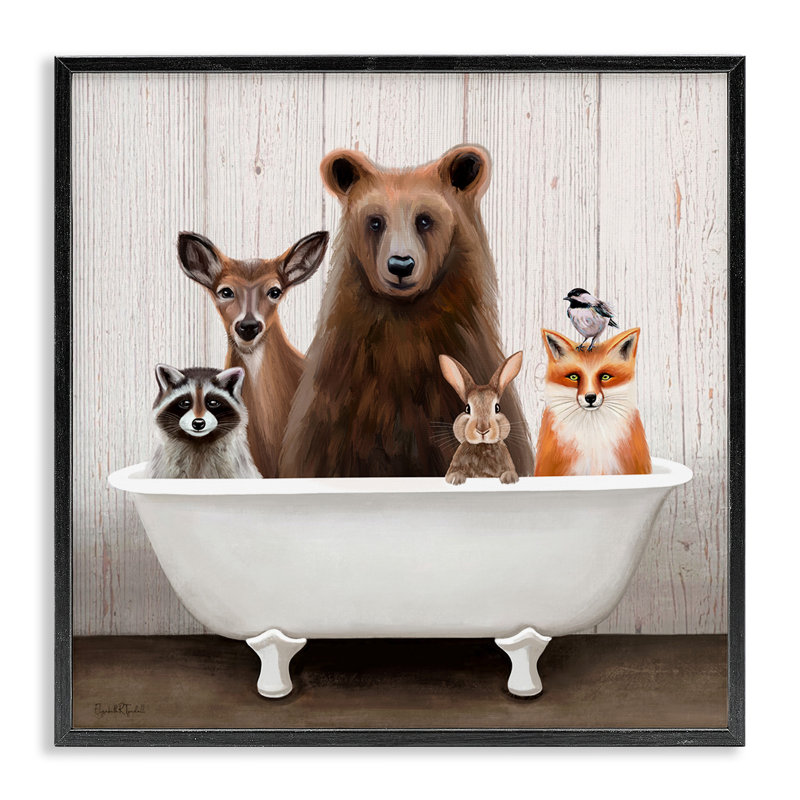 Art de giclée encadrée noire Woodland Creatures par Elizabeth Tyndall, Giclée encadrée noir minuit