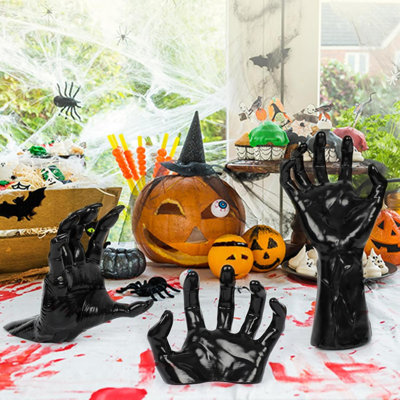 Halloween Decorations, Pack Of 3 Wall Mounted Creepy Reaching Hands With Lighted Candles, Life-Sized Horror Hands For Gothic Wall Decorations, Scary Halloween Decorations Indoor