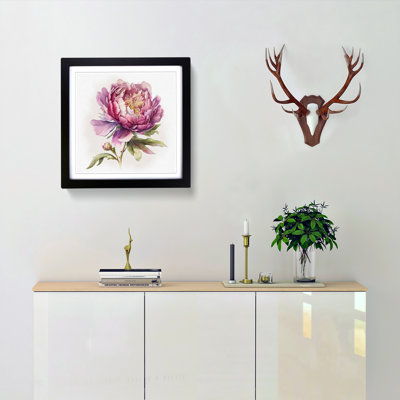 Peony Flower Watercolour - Framed Print