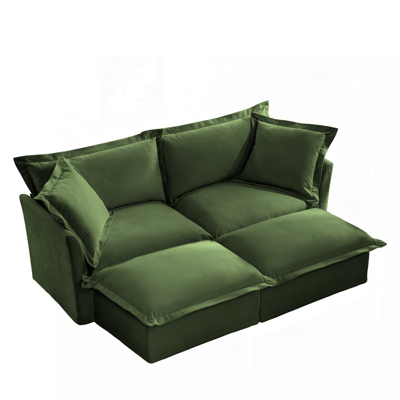 Luxueux canapé en chenille avec plusieurs configurations pour le salon, Vert
