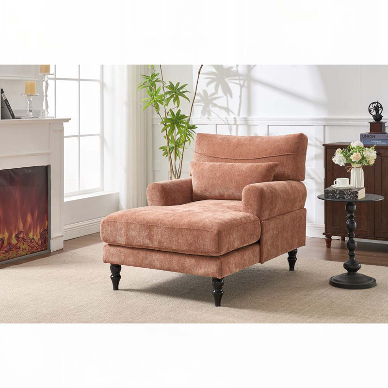 Chaise longue d'intérieur rembourrée, Orange