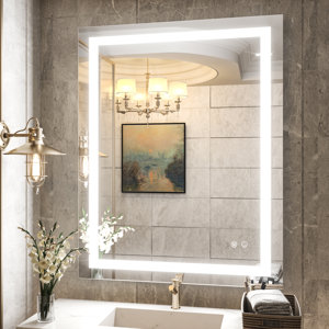 Martrez Frameless LED Lighted Bathroom / Vanity Mirror with Brightness Adjustable, Memory Function, Anti-fog