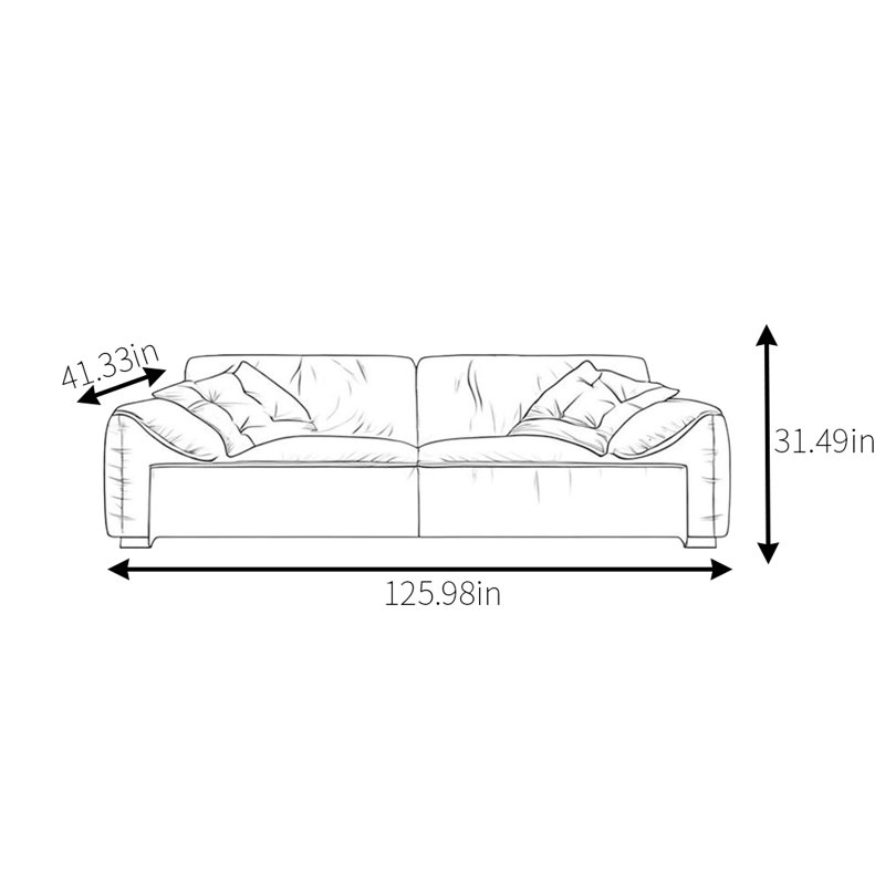 Canapé italien en ligne italien, H 31,49 po x l 125,98 po x P 41,33 po, 5