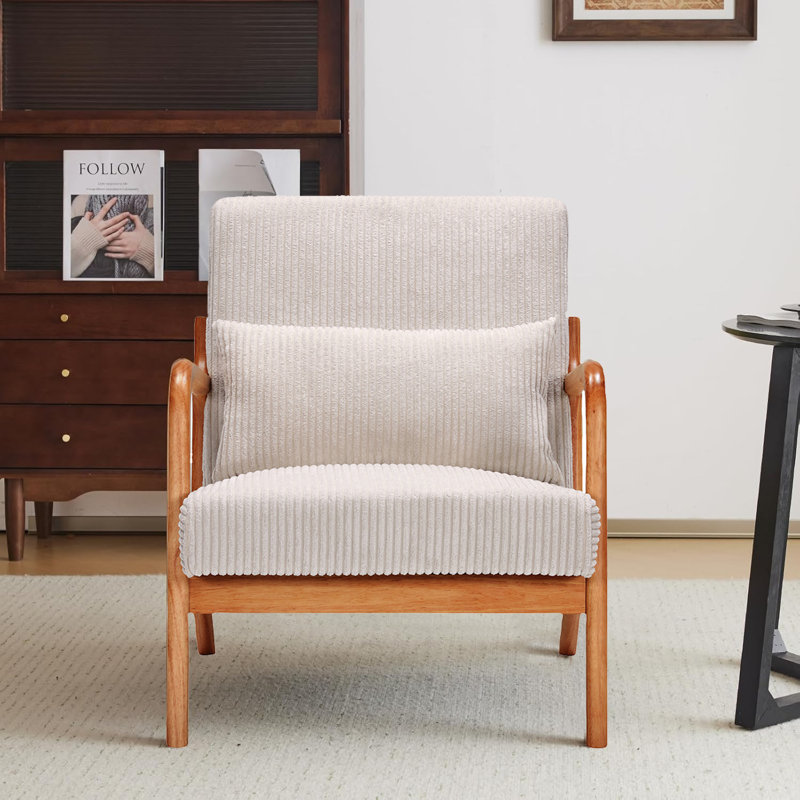 Fauteuil d'appoint Mid-Century Modern, Polyester beige, Naturel