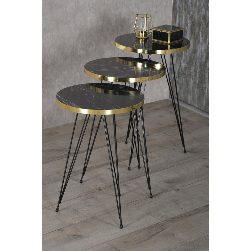 Laila 14cm Console Table, Black Marble