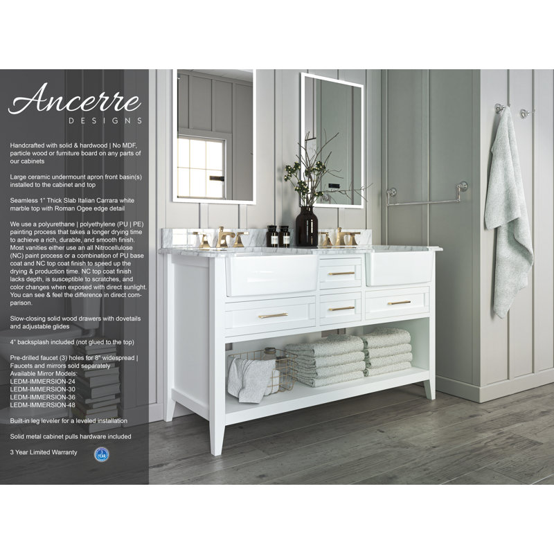 Meuble-lavabo double 60 po Hayley, Blanc
