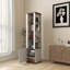 Armoire de rangement rotative à 360 ° avec miroir pleine longueur, blanc antique