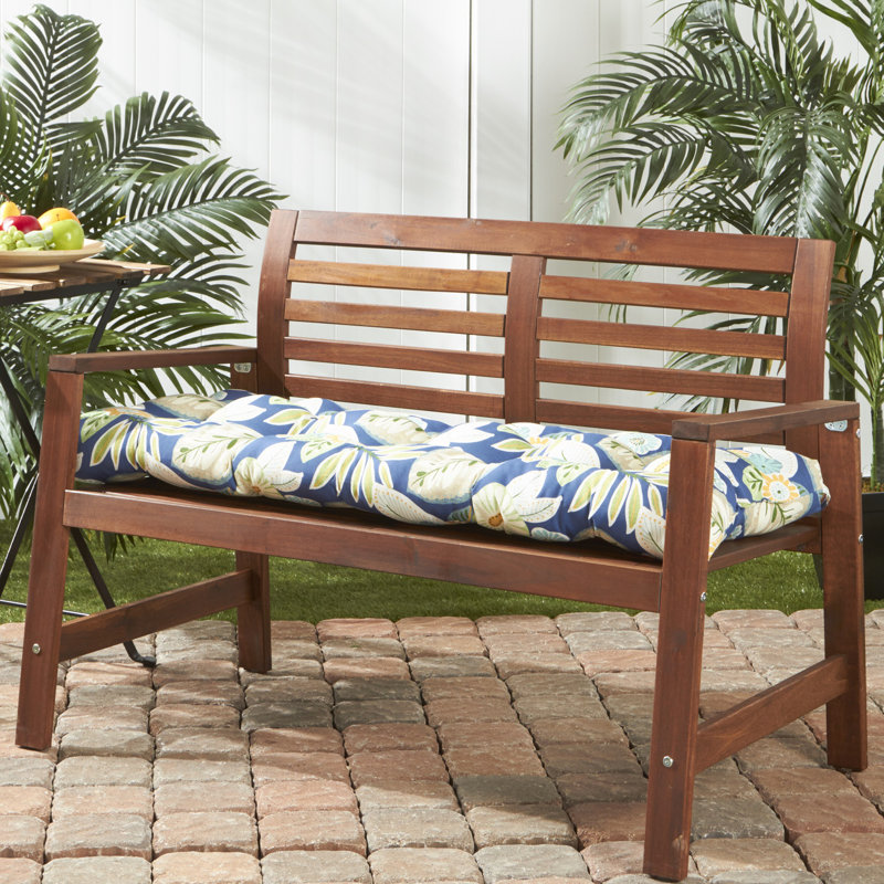 Shipton Outdoor Bench Seat Cushion, Marlow Blue Floral, 5", 51" W x 18" D