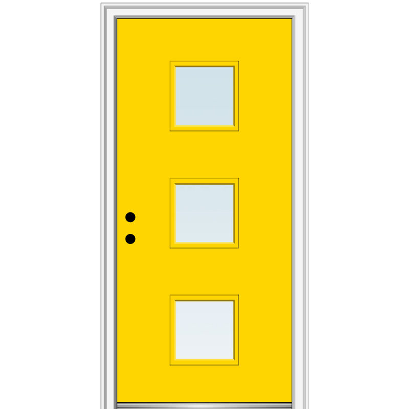 Porte d'entrée pré-suspendue en acier Spotlight, H 80 po x l 36 po x P 1,75po, S'ouvre à gauche vers l'intérieur