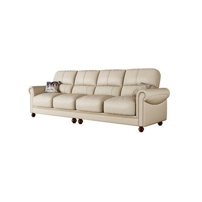 European casual country style leather sofa Upholstered 125.2 " Sofa