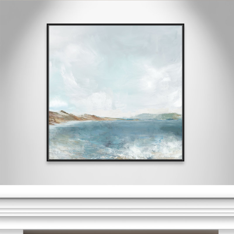 Echoes in Blue Print by PI Studio, 41.5" H x 41.5" W, Black Floater