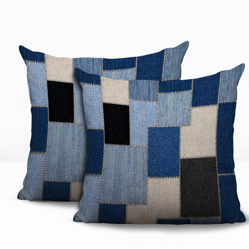 Oreiller réversible intérieur / extérieur Kazie, 20x20, Black