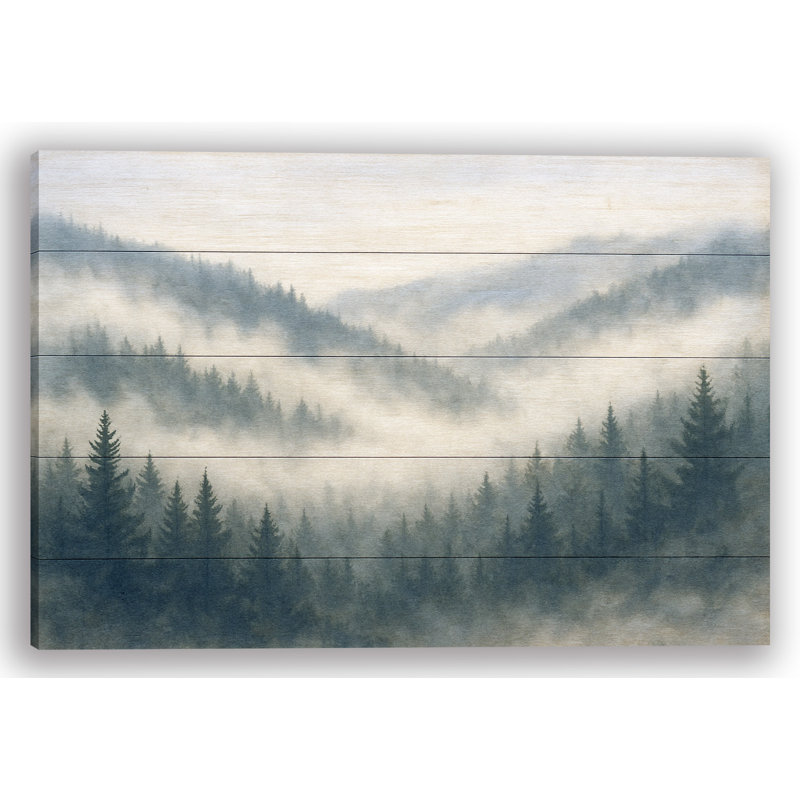 Union Rustic Misty Mountain Pines – Foggy Forest Wrapped Canvas Wall ...
