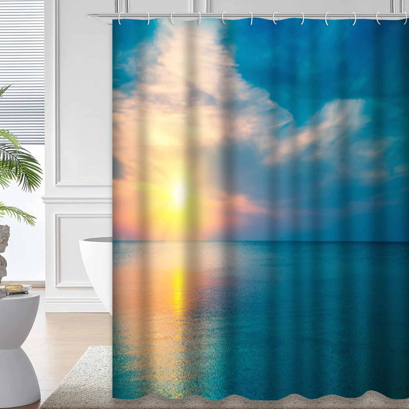 Rideau de douche avec 12 crochets Sunrise, L 72 po x l 84 po