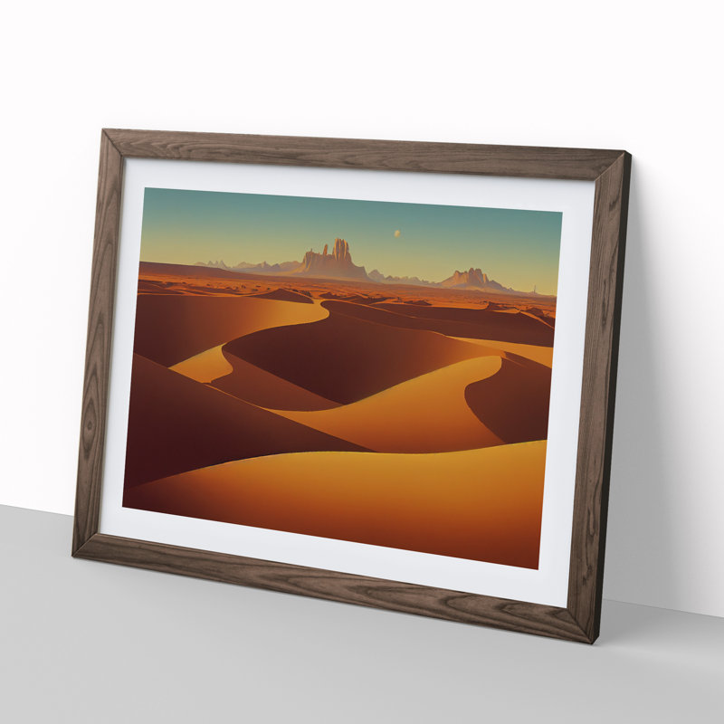 Golden Sand Desert Vol.1 1 Piece Single Picture Frame Wall Art, 34cm H x 46cm W x 2cm D, Walnut Framed
