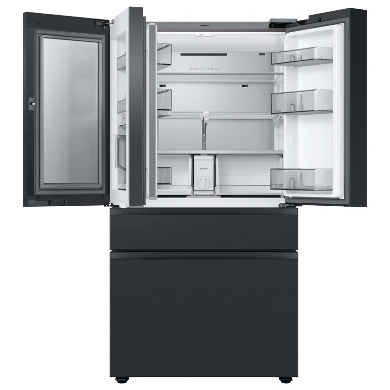 Samsung Bespoke 4-Door French Door Refrigerator (29 cu. ft.) with Top Left and Family Hub Panel - Middle and Bottom Door Panels