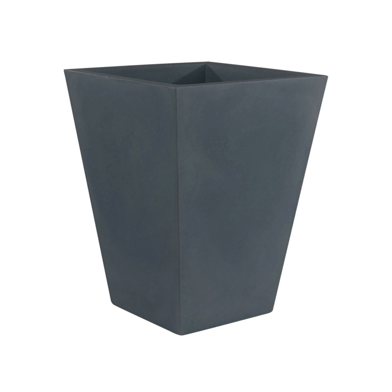 Cono Cuadrado - High Square Resin Cone Pot Planter - Basic, Anthracite, 15.75" H x 15.75" W x 15.75" D