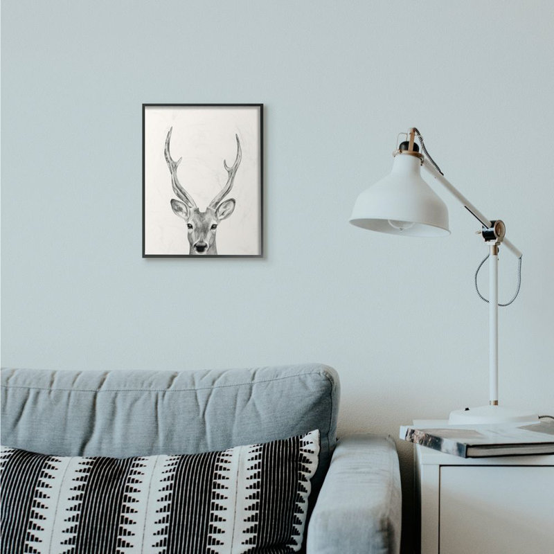 «Deer Portrait» par Victoria Borges - reproduction de dessin, H 14 po x l 11 po, Giclée encadrée noir minuit