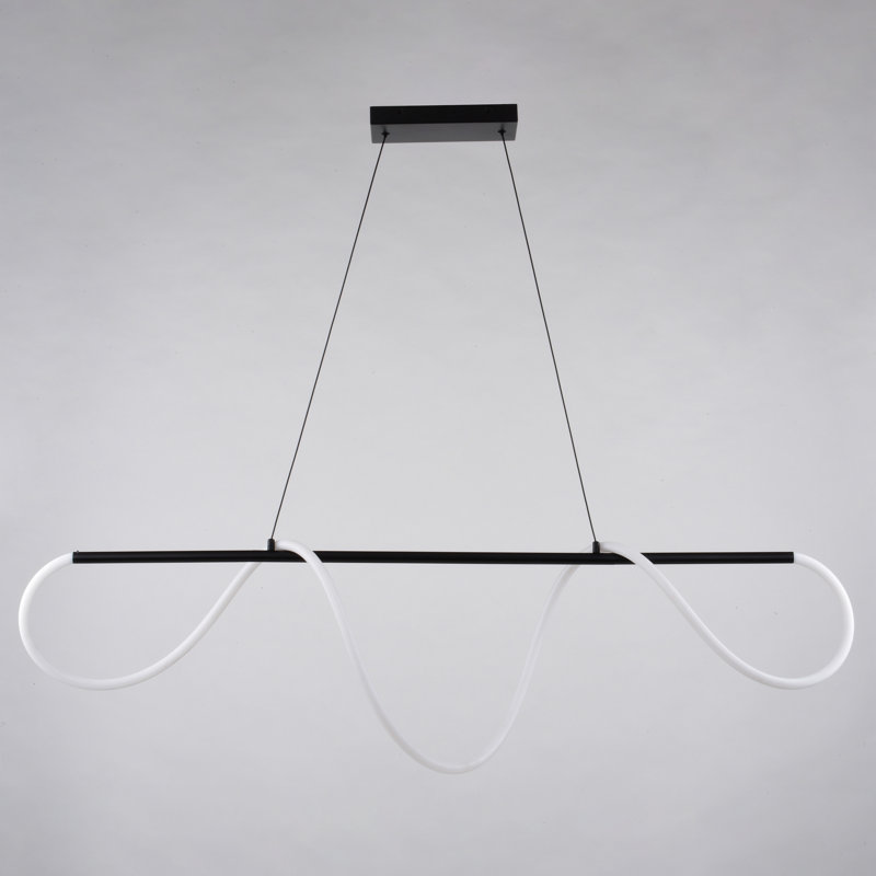 Buela 1L LED Matte Black Contemporary Linear Chandelier Island Pendant Light Fixture