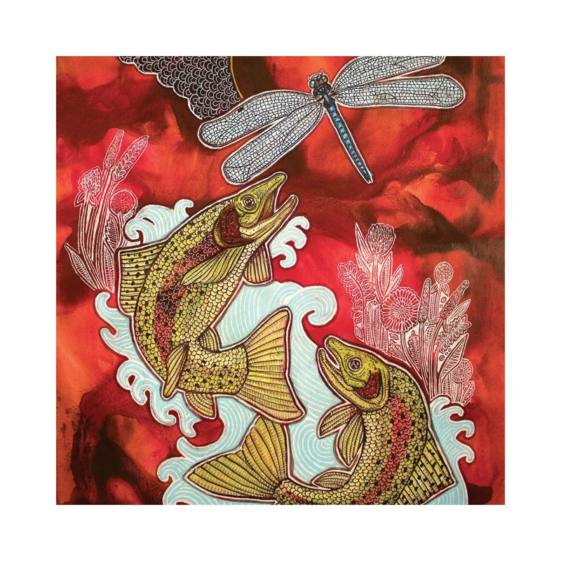 Red Sky, Leaping Trout by Lynnette Shelley - Wrapped Canvas Gallery-Wrapped Canvas Giclée, 30.48 cm H x 30.48 cm W