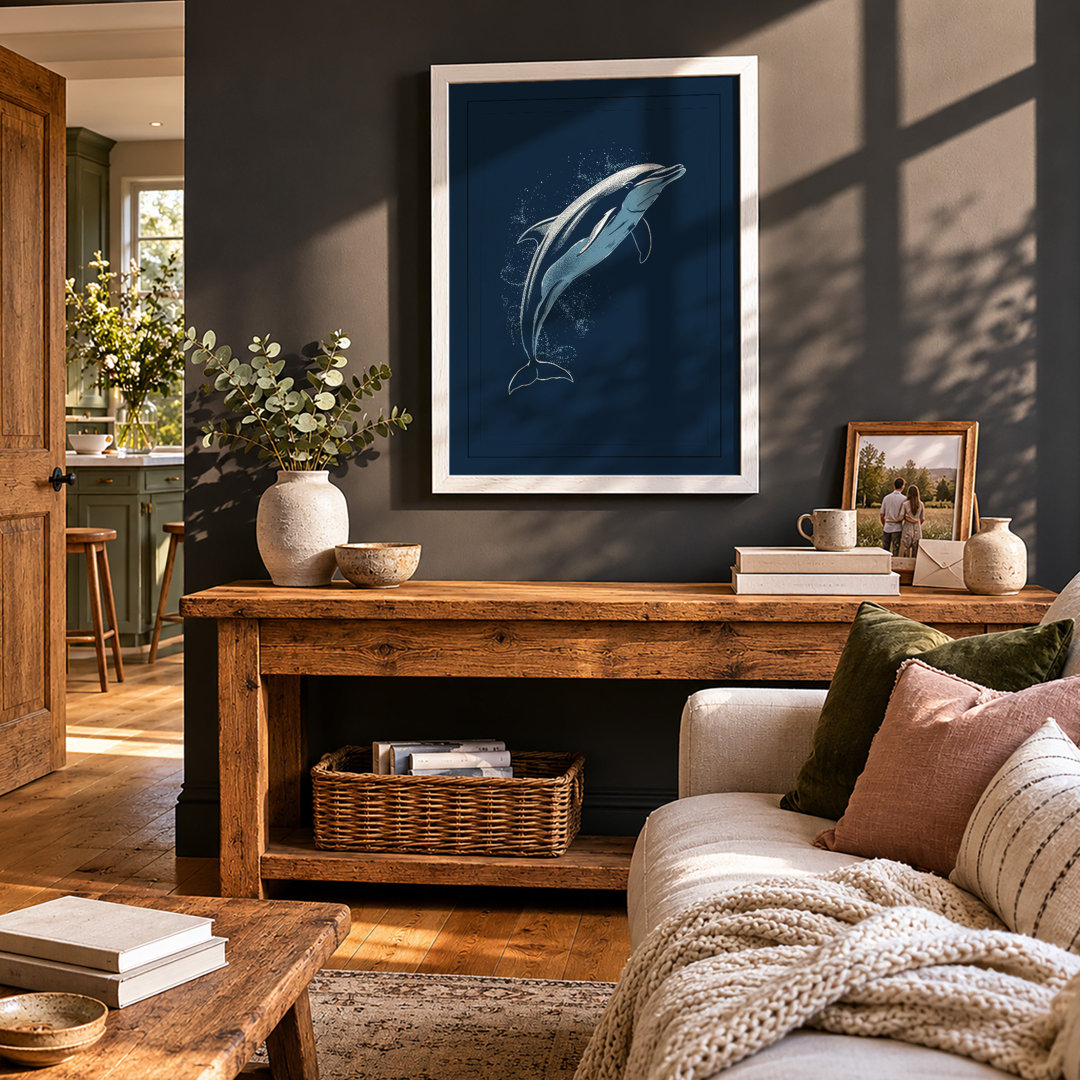 Leaping Dolphin Coastal - Framed Print