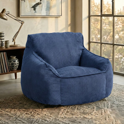 Fauteuil à billes géant en velours côtelé avec accoudoirs et très grand canapé confortable