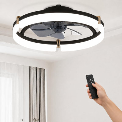 Ventilateur de plafond avec éclairage, modèle encastré et discret de 20 pouces