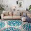 Tapis bleu / ivoire / gris clair à motif floral-92754406