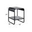 Table de bout moderne noire et grise avec espace de rangement pour accessoires gris béton et couloir élégant