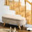 43.3" Beige Living Room Bench With Storage And Padded Seat, Fleece Upholstered, Wood Legs Upholstered Bench, Ample Stable