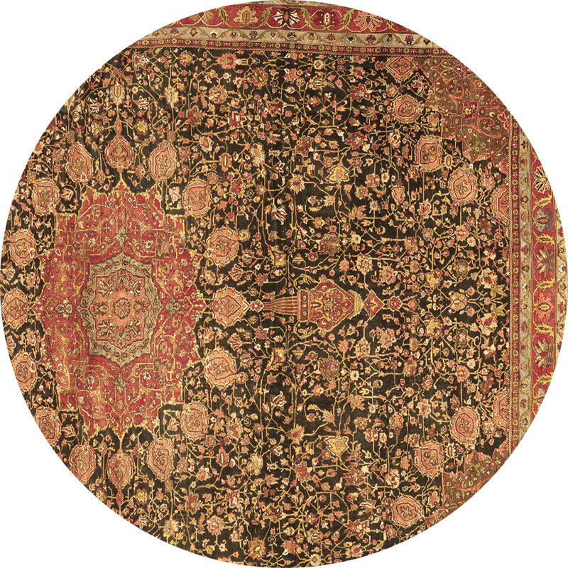 Tapis oriental noir / rouge tissé à la machine Josael, Rond 3 pi