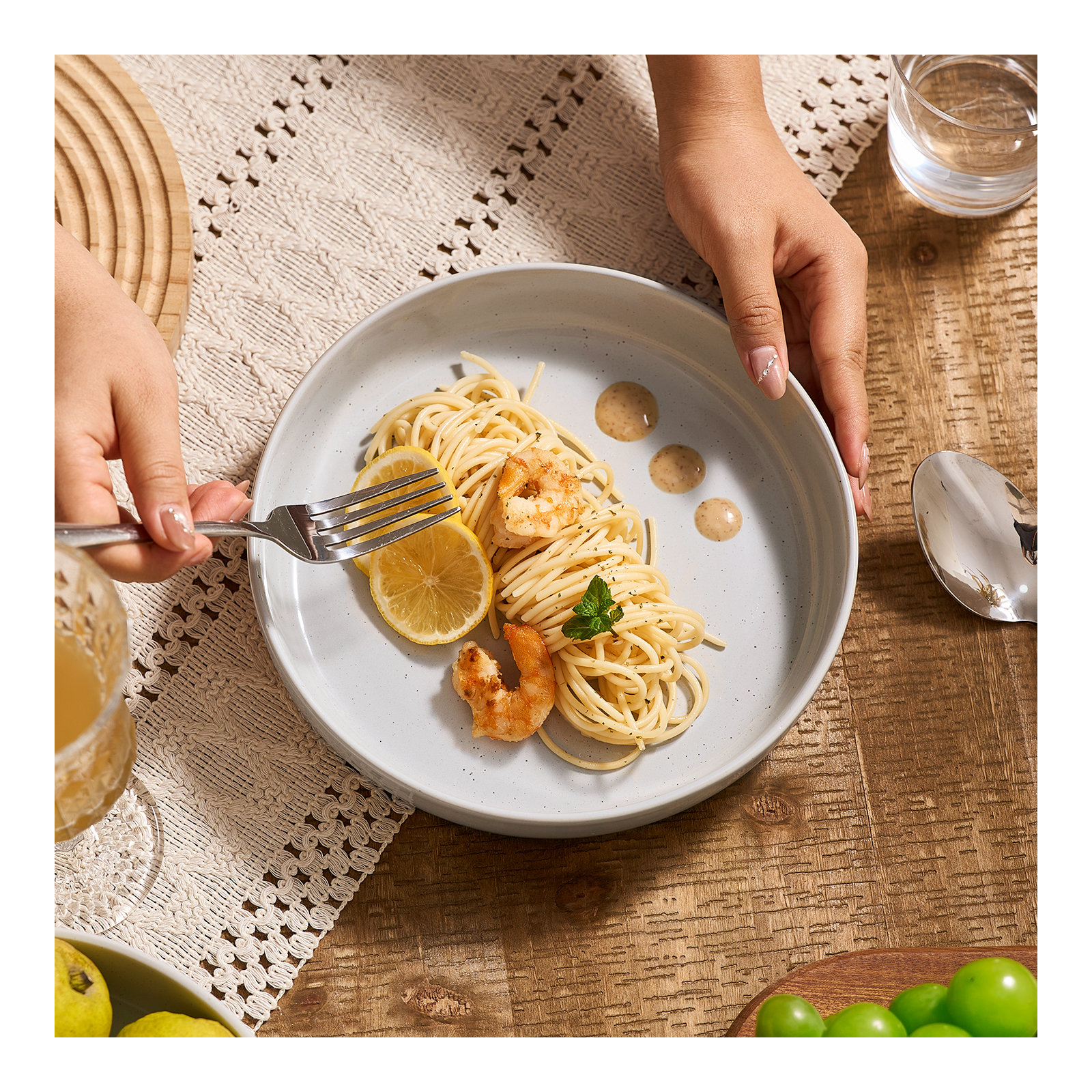 33oz Stoneware Pasta Bowl, Light Gray