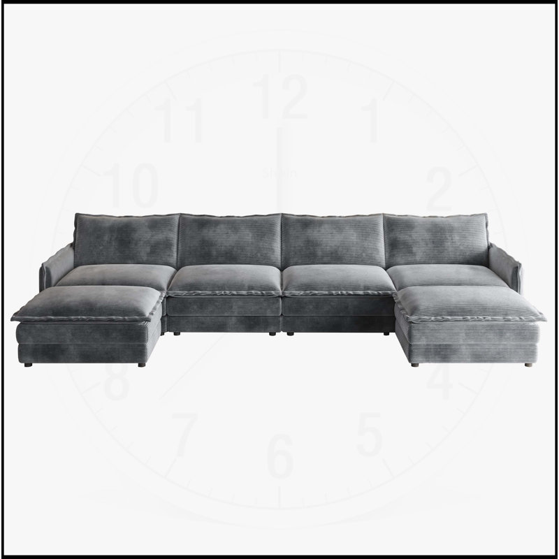 Canapé 4 places en velours côtelé Comfy, Gris