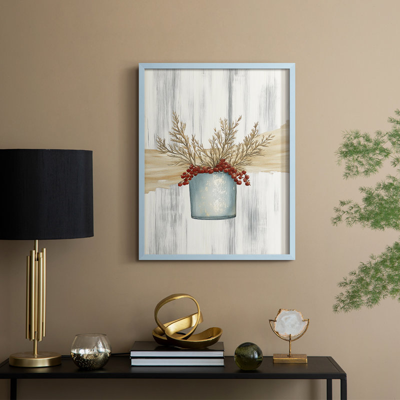 Christmas Holiday Art CCXC Framed Print - Solid Wood, H 21 po x l 17 po, Bleu