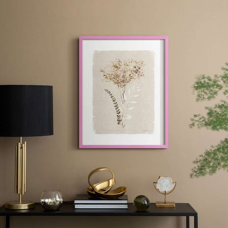 «Dried Foliage II», reproduction encadrée - bois massif, Rose, H 11 po x l 9 po