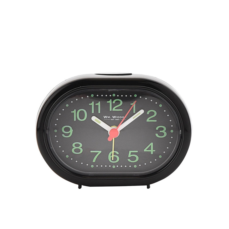 Analogue Quartz Movement / Crystal Alarm Tabletop Clock in Black