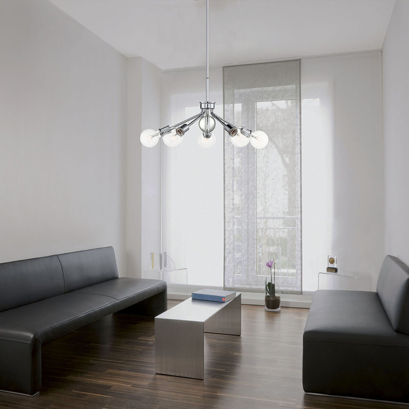 Lustre linéaire moderne Spoutnik à 5 lumières Irim