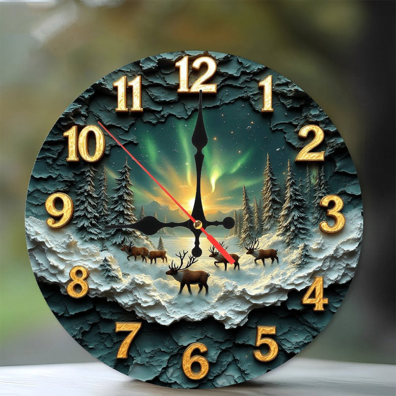 Horloge murale renne d'hiver