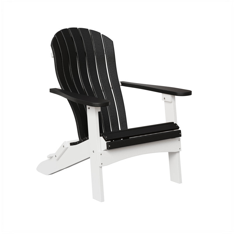 Berlin Gardens Contour Folding Adirondack Chair, Black with White