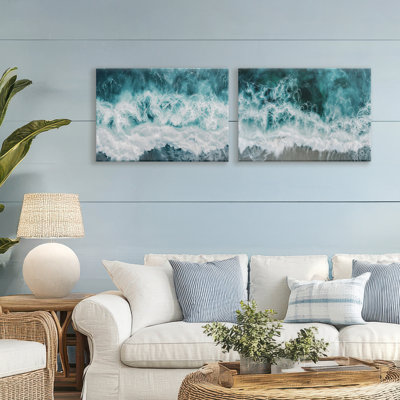 Ensemble de 2 toiles Hazy Water Waves, design par Lazar Studio